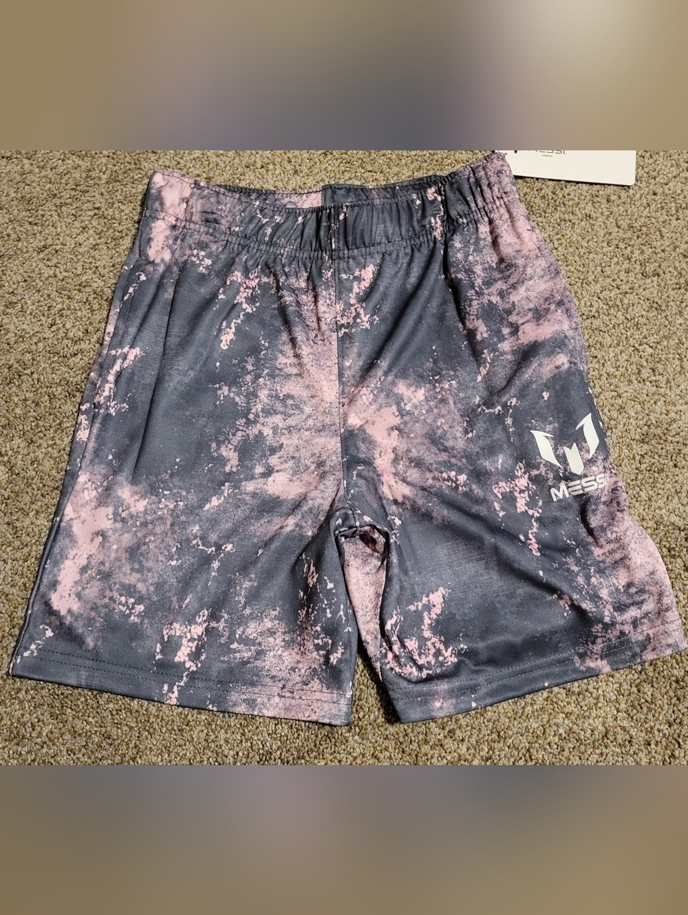 Youth Athletic Shorts - Pink Tie-Dye Print